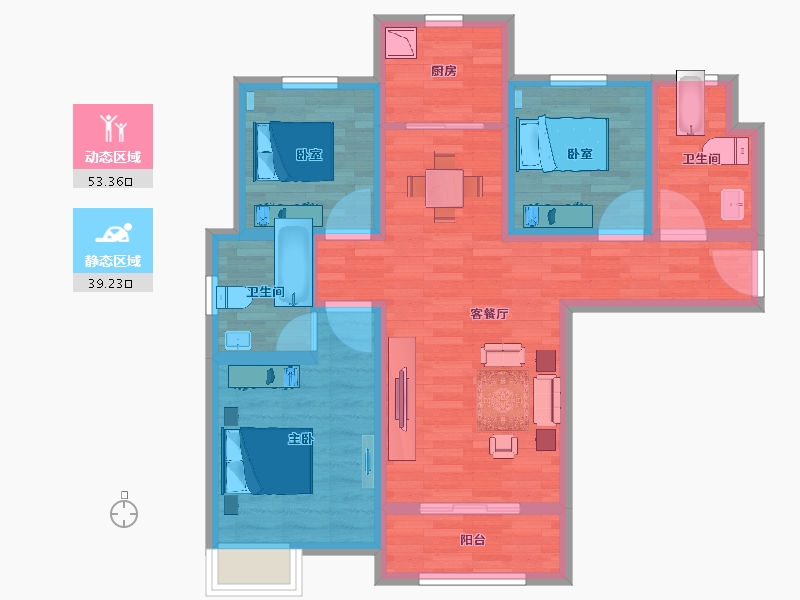 河北省-邯郸市-中船·汉光华府-81.24-户型库-动静分区