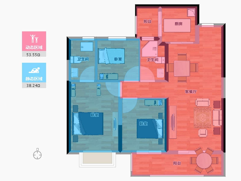 云南省-昆明市-世茂璀璨倾城-82.30-户型库-动静分区