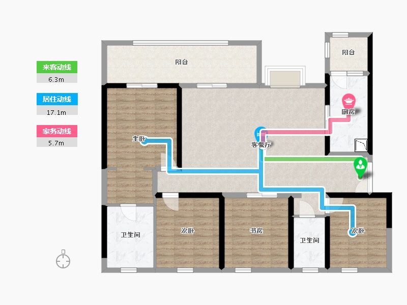 四川省-宜宾市-华侨城三江口CBD-129.03-户型库-动静线