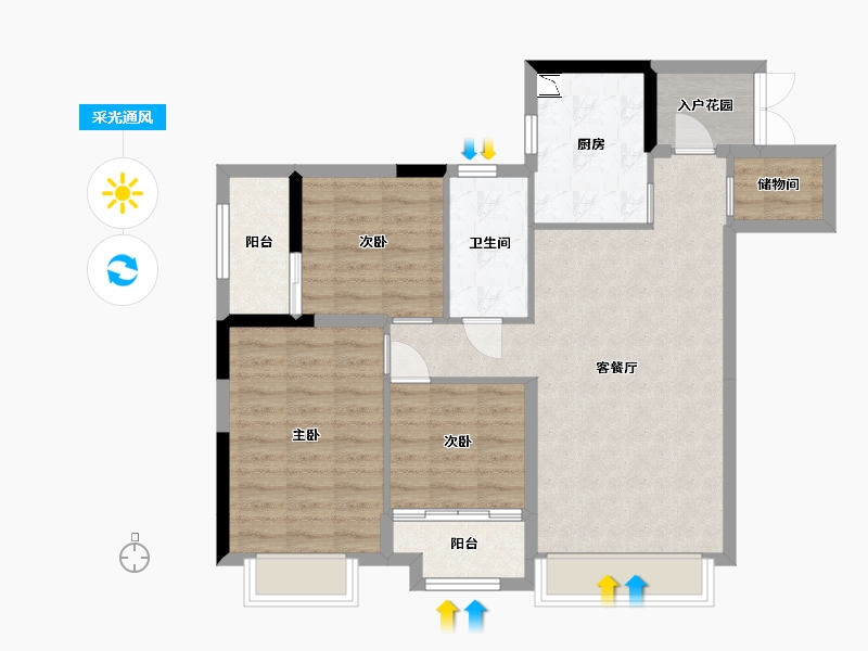 贵州省-贵阳市-金龙滨河湾壹号-83.22-户型库-采光通风