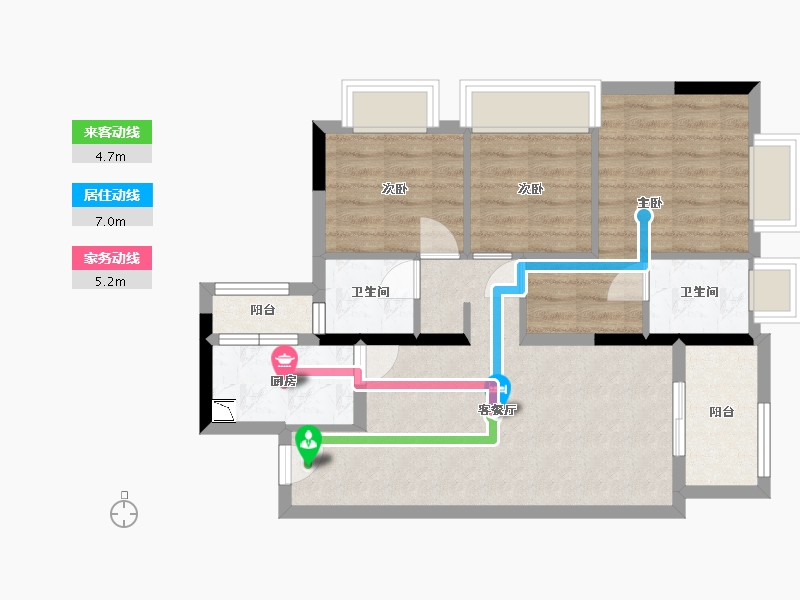 贵州省-贵阳市-龙湖景粼天著-69.68-户型库-动静线