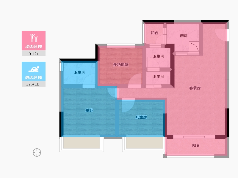 贵州省-遵义市-金科集美翰林府-61.43-户型库-动静分区