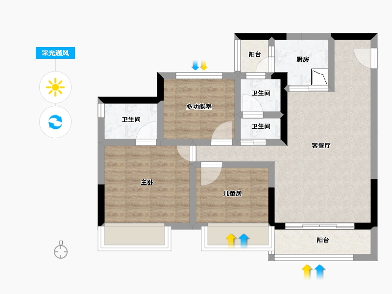 贵州省-遵义市-金科集美翰林府-61.43-户型库-采光通风