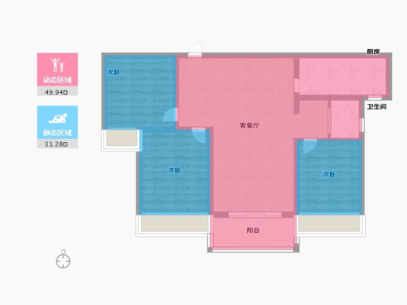 河南省-郑州市-公园世家-71.94-户型库-动静分区