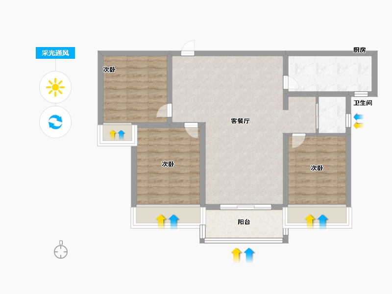 河南省-郑州市-公园世家-71.94-户型库-采光通风