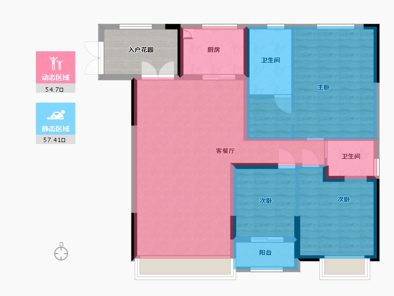 贵州省-贵阳市-金龙滨河湾壹号-108.38-户型库-动静分区