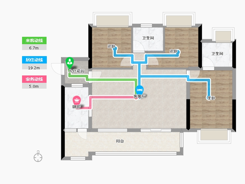 贵州省-遵义市-汇川国际温泉旅游城-88.92-户型库-动静线