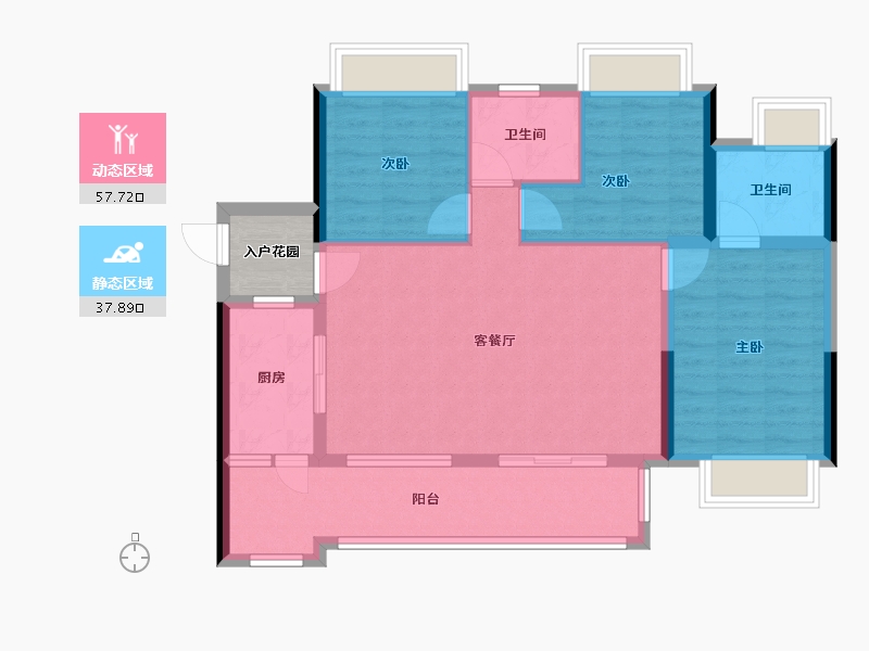 贵州省-遵义市-汇川国际温泉旅游城-88.92-户型库-动静分区