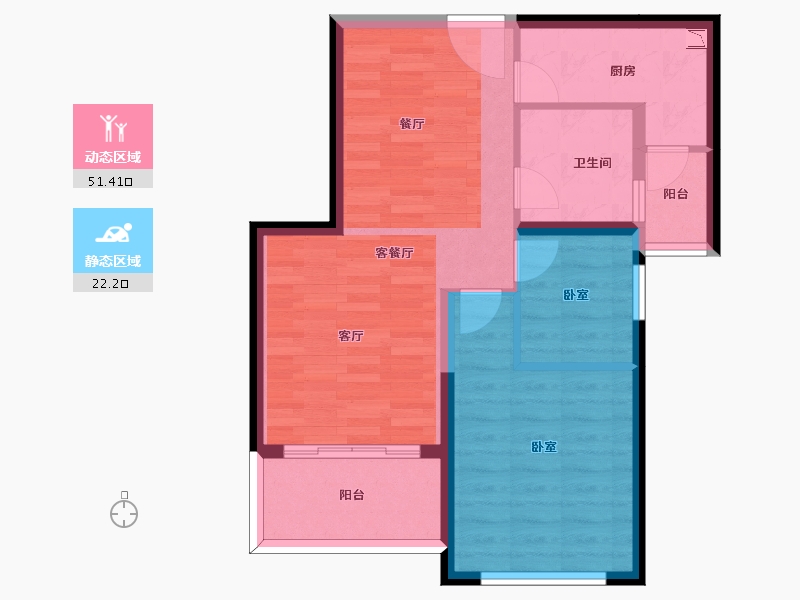 云南省-昆明市-俊发观云海-65.65-户型库-动静分区