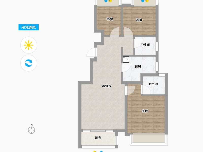 上海-上海市-玲珑悦府-67.50-户型库-采光通风