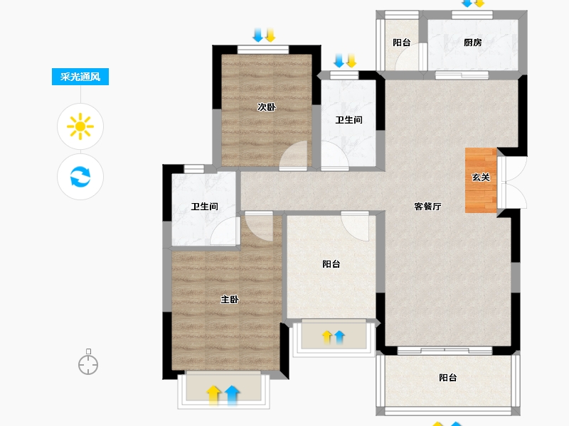 四川省-成都市-金科博翠山-77.93-户型库-采光通风