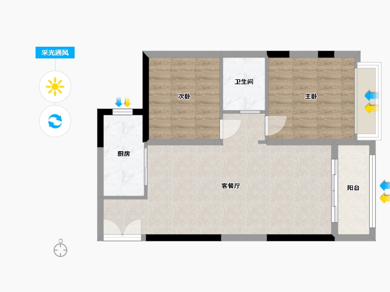 贵州省-贵阳市-金龙滨河湾壹号-65.59-户型库-采光通风