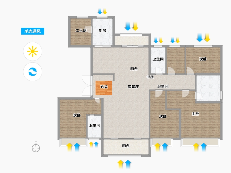 河北省-石家庄市-辛集碧桂园天玺-190.00-户型库-采光通风