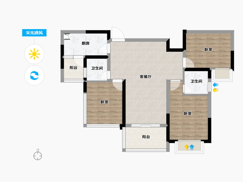 四川省-成都市-融创九天一城-81.47-户型库-采光通风