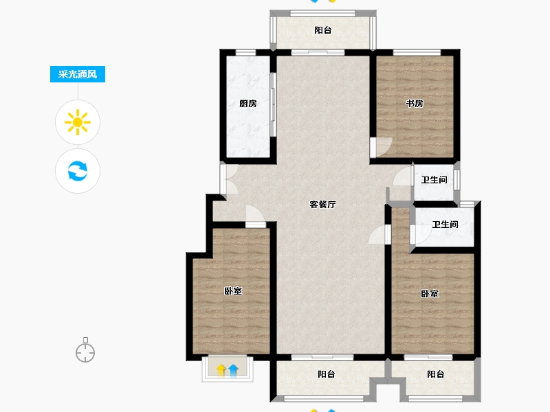 河北省-石家庄市-假日风景-125.48-户型库-采光通风