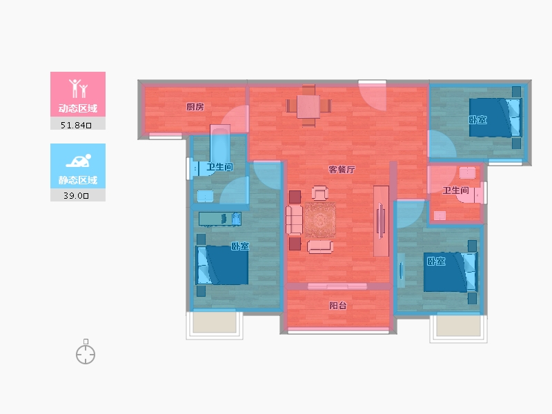 河北省-邯郸市-中船·汉光华府-80.91-户型库-动静分区