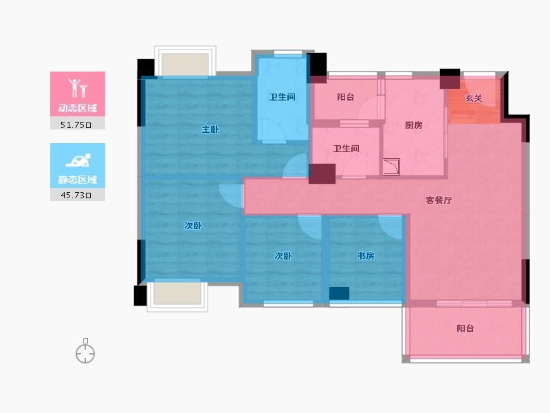 四川省-成都市-正坤悦澜庭-85.99-户型库-动静分区