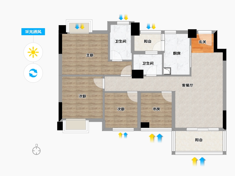 四川省-成都市-正坤悦澜庭-85.99-户型库-采光通风