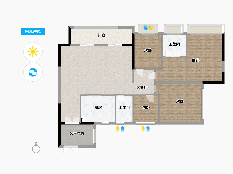 贵州省-贵阳市-金龙滨河湾壹号-146.12-户型库-采光通风