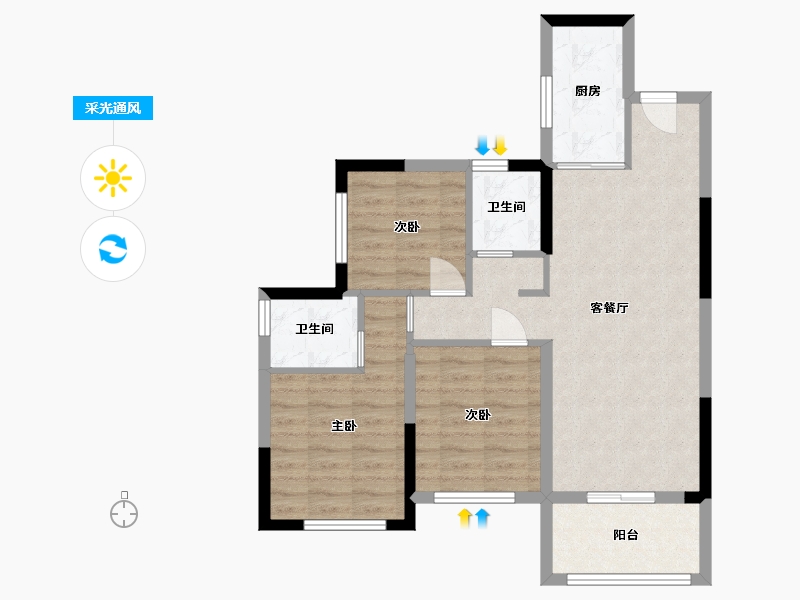 贵州省-贵阳市-中南林樾-73.39-户型库-采光通风