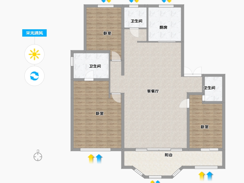 河北省-石家庄市-正基九宸-155.66-户型库-采光通风