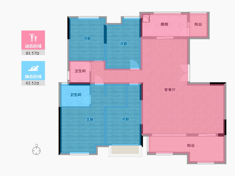 贵州省-贵阳市-龙湖景粼天著-131.62-户型库-动静分区