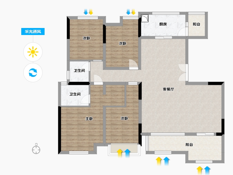 贵州省-贵阳市-龙湖景粼天著-131.62-户型库-采光通风