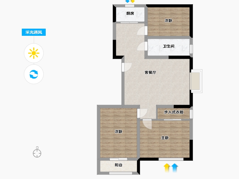 山东省-烟台市-盛世家园二期-82.56-户型库-采光通风