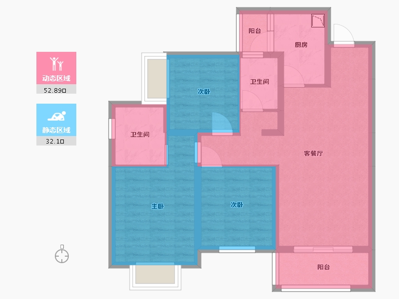 贵州省-贵阳市-绿地海格公馆-74.66-户型库-动静分区