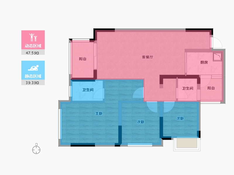 四川省-成都市-西宸春天-76.63-户型库-动静分区