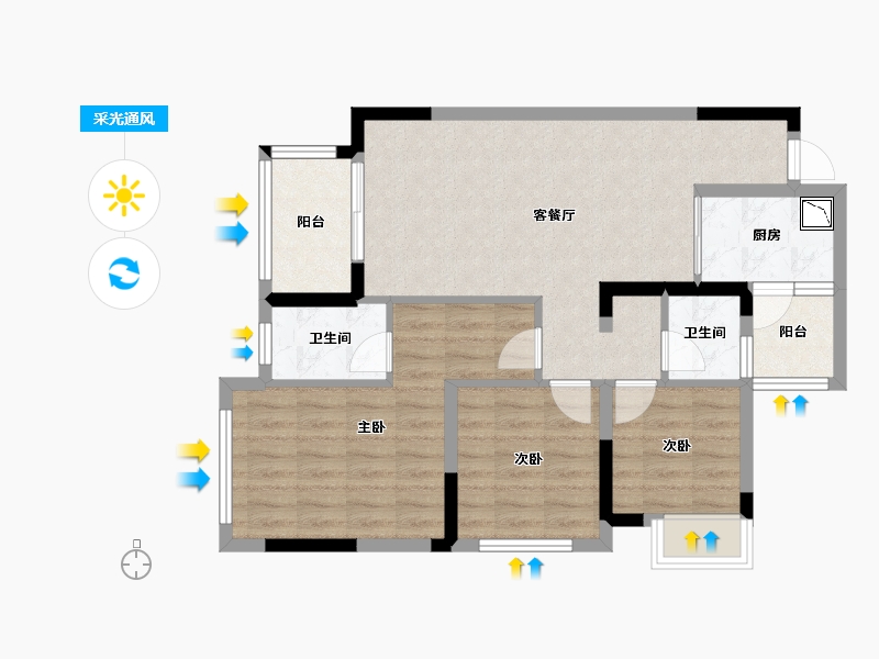 四川省-成都市-西宸春天-76.63-户型库-采光通风