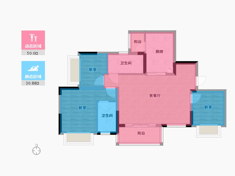 四川省-成都市-金科集美星宸-71.38-户型库-动静分区