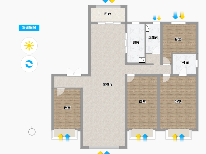 河北省-邯郸市-碧桂园·天誉-146.22-户型库-采光通风