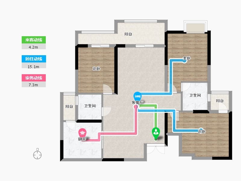 贵州省-贵阳市-清镇住投大都汇-120.76-户型库-动静线