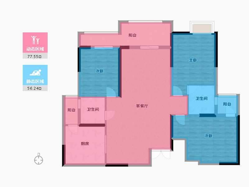 贵州省-贵阳市-清镇住投大都汇-120.76-户型库-动静分区