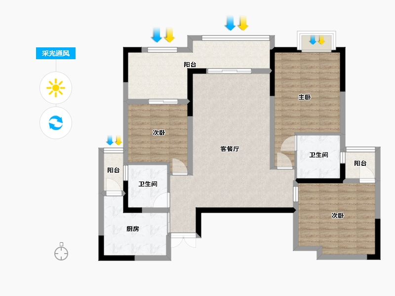 贵州省-贵阳市-清镇住投大都汇-109.63-户型库-采光通风