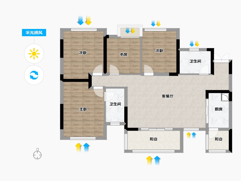 四川省-成都市-西宸春天-105.11-户型库-采光通风