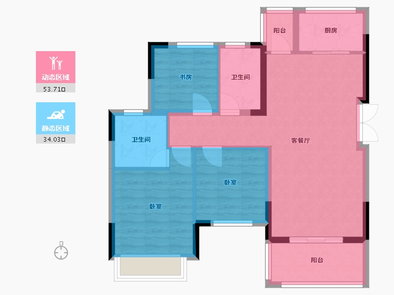 四川省-成都市-金科集美星宸-78.46-户型库-动静分区