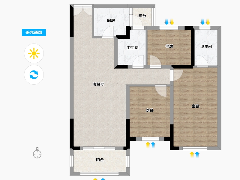 湖北省-咸宁市-金色海湾-89.18-户型库-采光通风