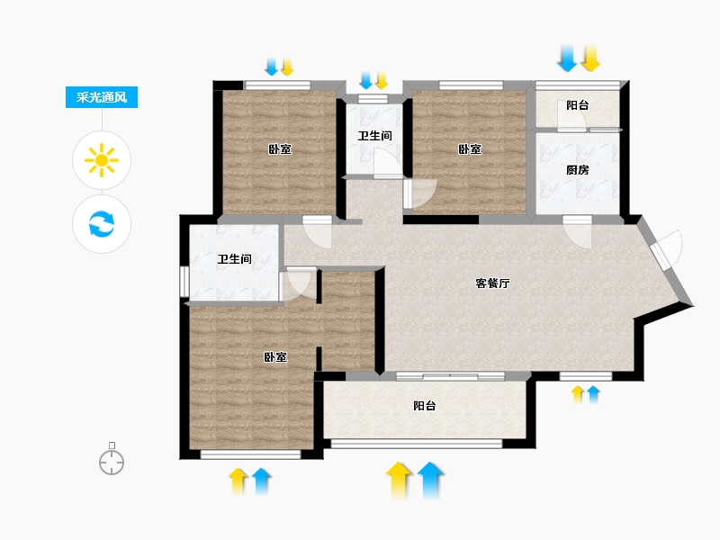 四川省-成都市-置信国色天乡鹭湖宫10区-97.36-户型库-采光通风