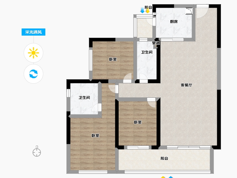 四川省-成都市-阳光城半山悦-98.00-户型库-采光通风