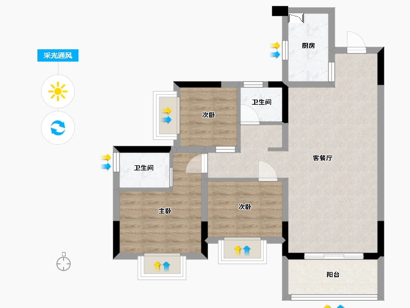 贵州省-贵阳市-南湖里-72.01-户型库-采光通风