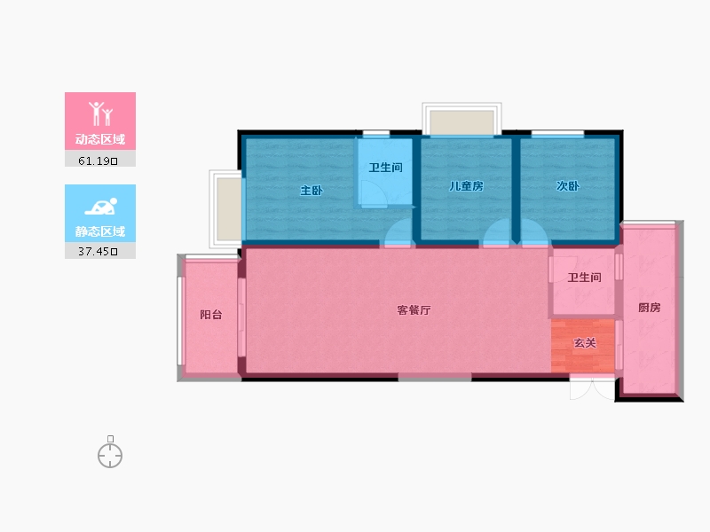 云南省-昆明市-瑞鼎城天玺-88.33-户型库-动静分区