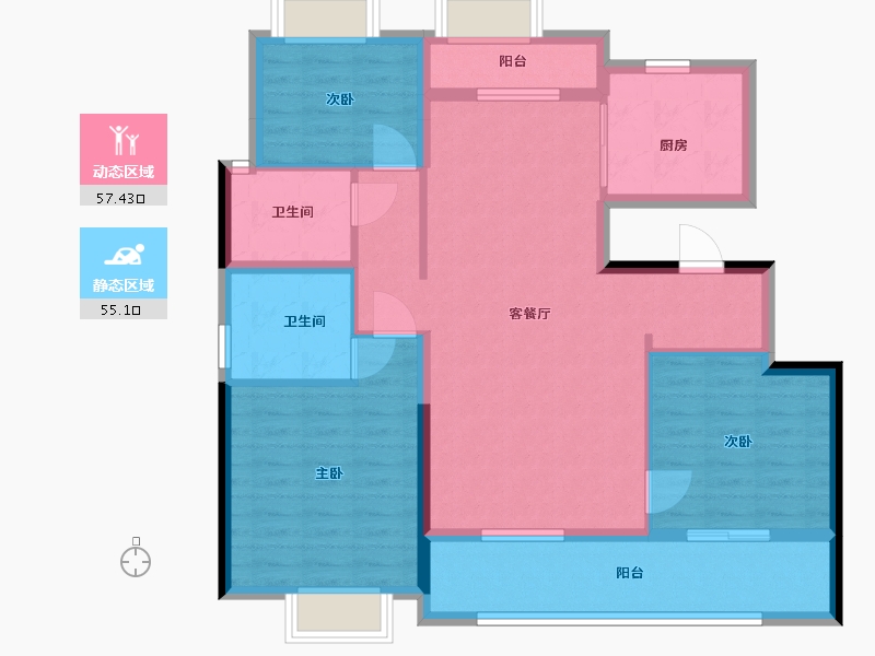 河北省-石家庄市-昆明恒大国际健康城-101.00-户型库-动静分区