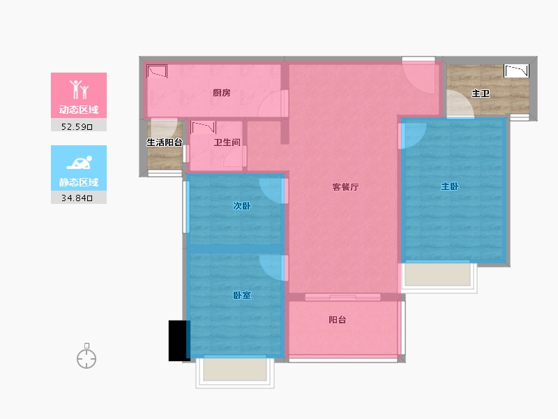 云南省-昆明市-万科大都会-84.00-户型库-动静分区