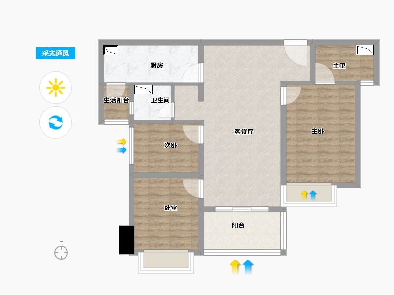 云南省-昆明市-万科大都会-84.00-户型库-采光通风