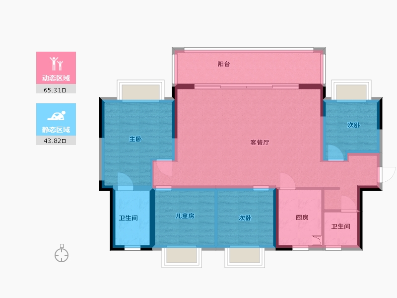 贵州省-贵阳市-南湖里-97.60-户型库-动静分区