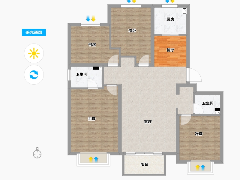 河北省-保定市-涿州铂悦山-106.00-户型库-采光通风