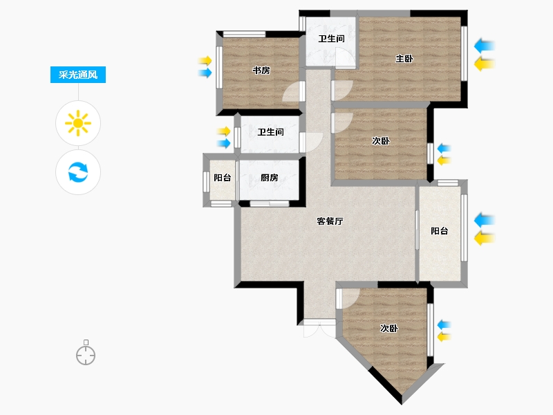 四川省-巴中市-容邦·柏润四季城-91.14-户型库-采光通风