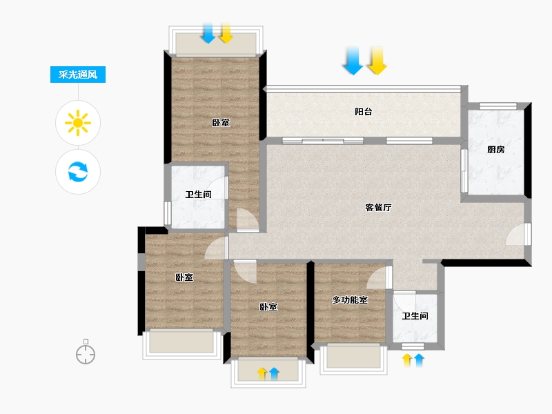 四川省-成都市-中瑞天悦天玺-96.65-户型库-采光通风